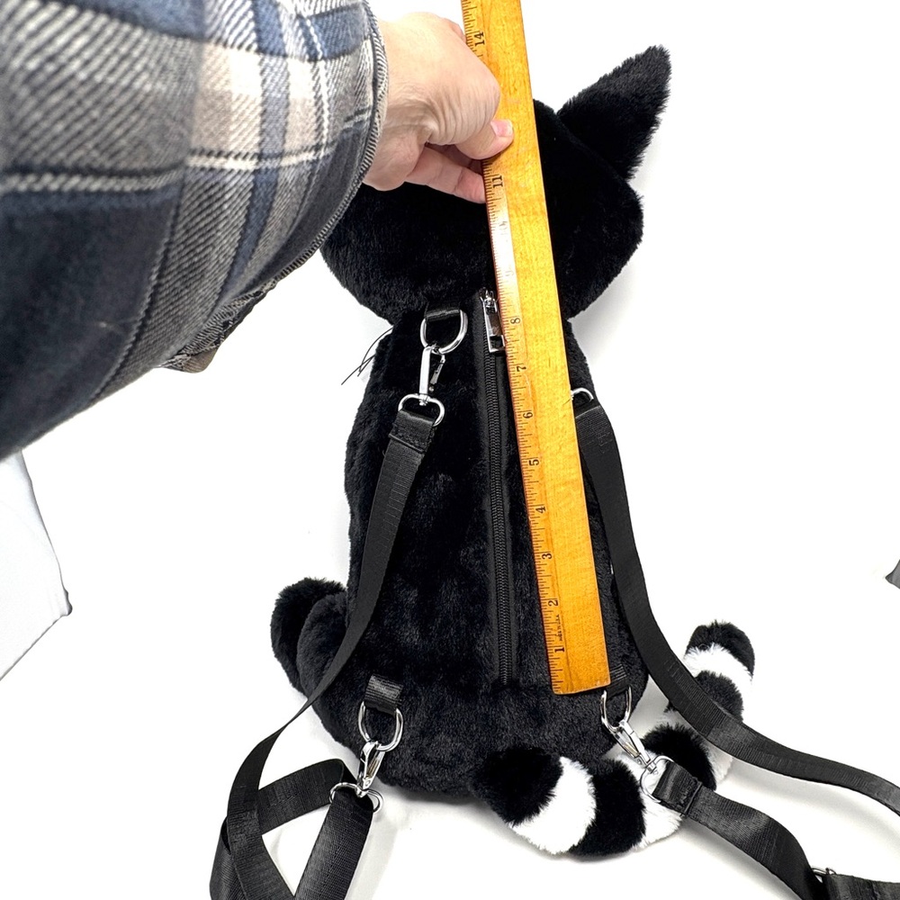 Emily the Strange Dollskill Black Plush Cat Backpack Purse Handbag - Picture 6 of 7